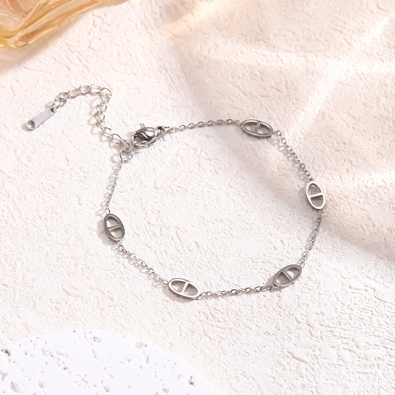 Wholesale Geometric Titanium Steel Sweater Chain Necklace Gold Electroplated Fashion Jewelry Accessory For Women