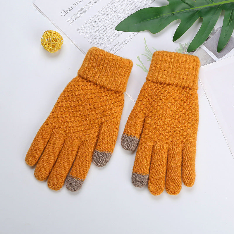 Wholesale Winter Jacquard Touch Screen Plus Velvet Thickened Warm Gloves