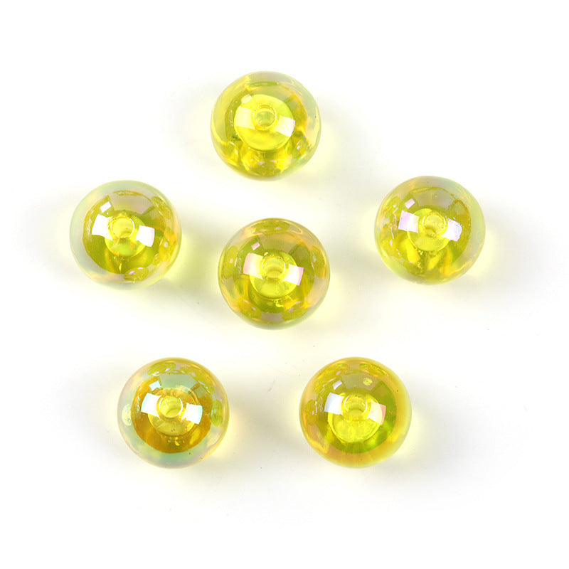 Wholesale 100pcs 16mm Acrylic Color UV Electroplating Round Beads Diy Jewelry Accessories Beads