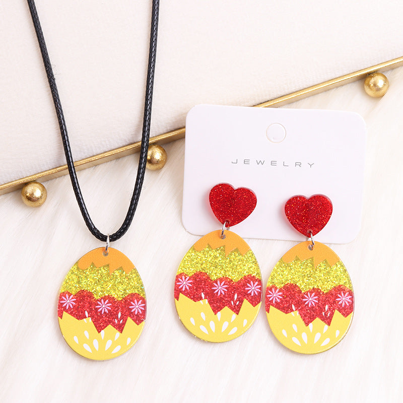 Wholesale Easter Egg Floral Rabbit Acrylic Earrings