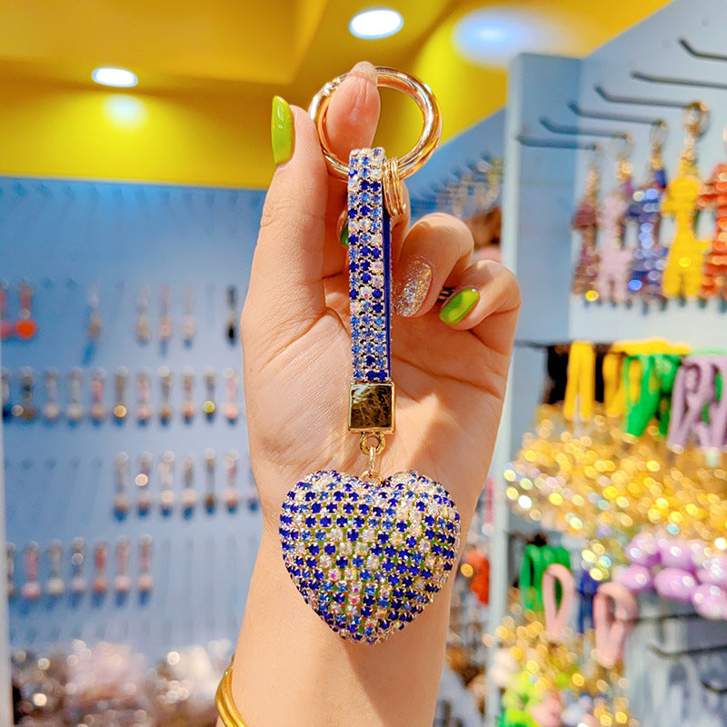 Wholesale Full Diamond Cute Peach Heart Rhinestone Keychain