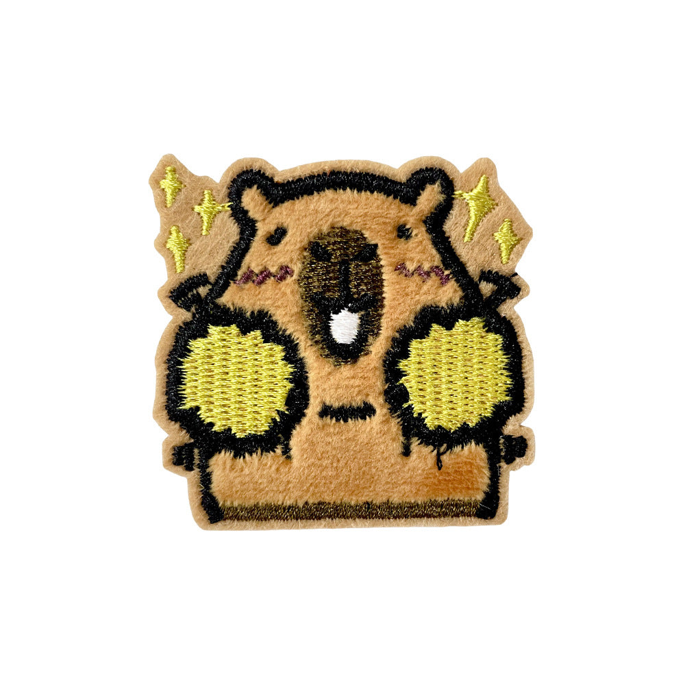 Wholesale Towel Embroidery DIY Patch Capybara Cartoon Embroidered Badge For Coat Decoration