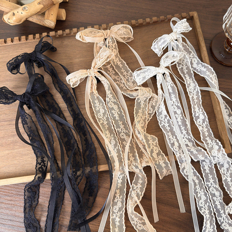 Wholesale Lace Bow Ribbon Double Ponytail Clip