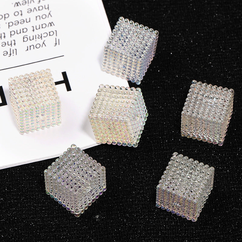 Wholesale 100pcs 16mm Acrylic Transparent Color Square Bead