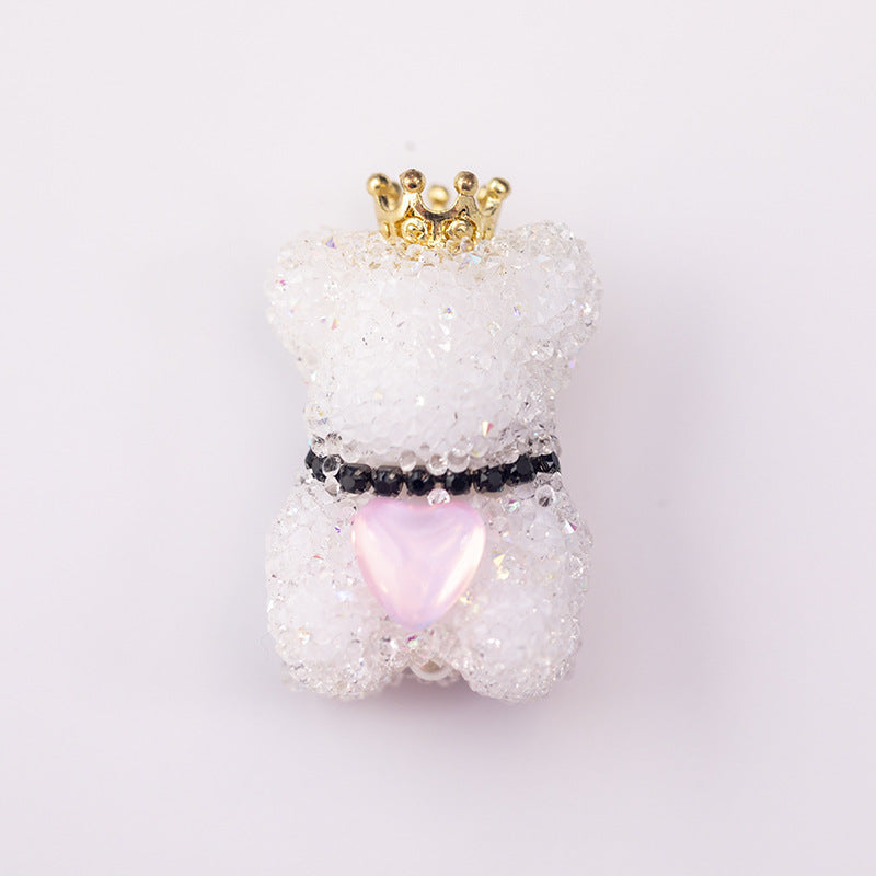 Wholesale Acrylic Full Diamond Sugar Crown Bear Pen Cap Beads