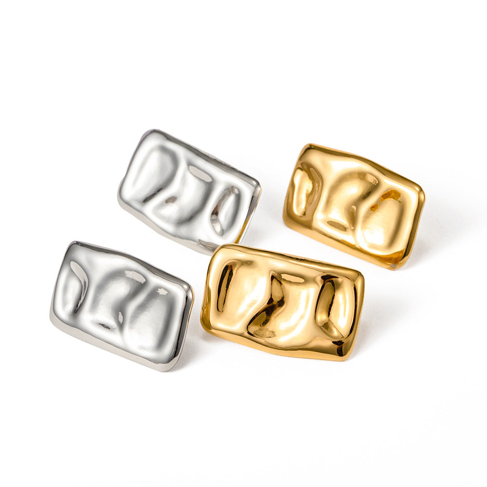 Wholesale Geometric Square Titanium Steel Gold-plated Earrings