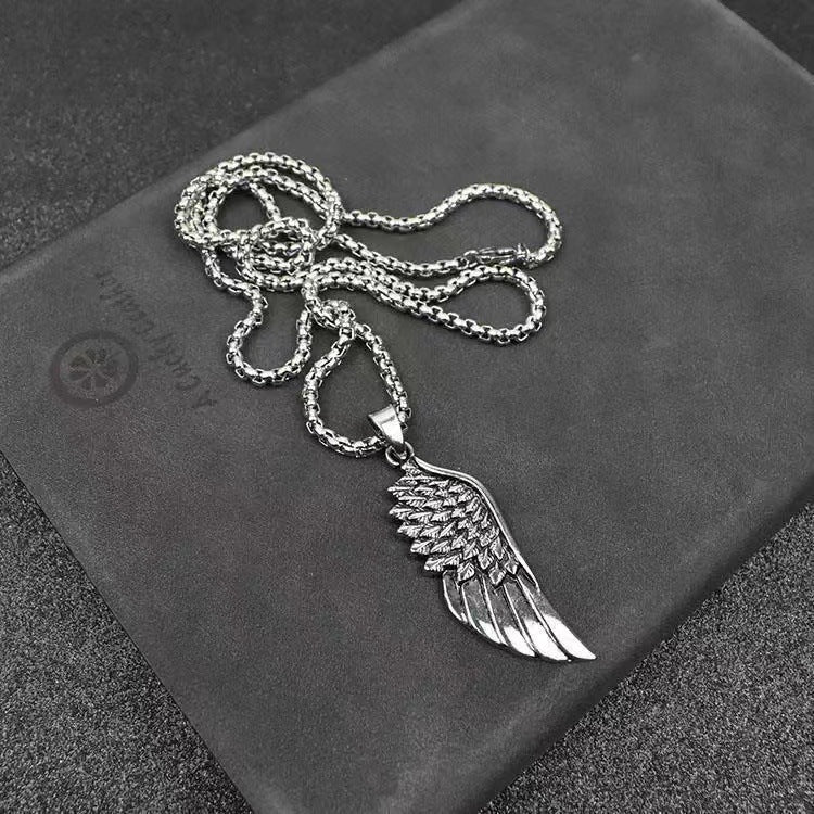 Wholesale Vintage Feather Wings Titanium Steel Necklaces