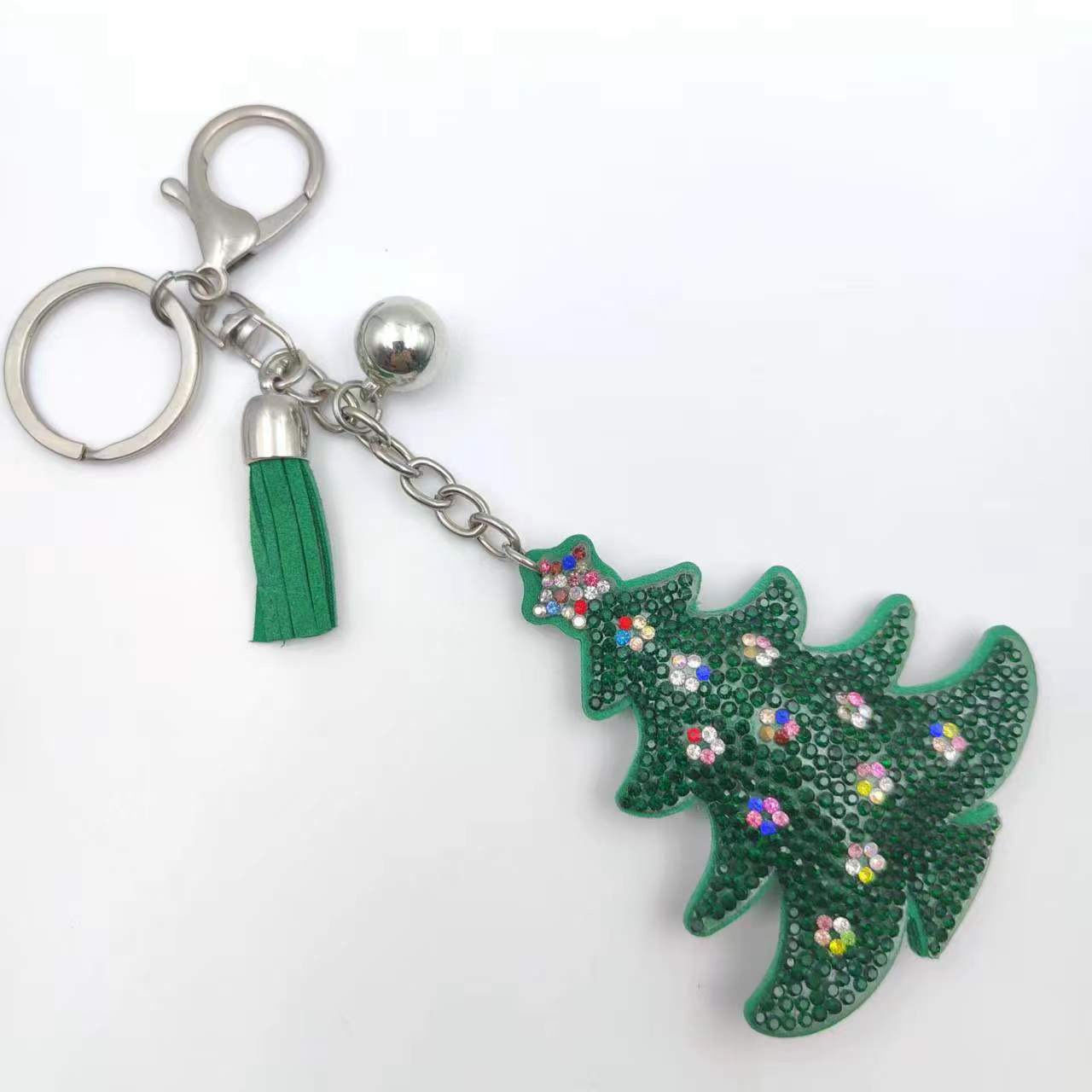 Wholesale Trendy Christmas Tree Rhinestone Velvet Keychain Pendant Holiday Gift Resale Accessory