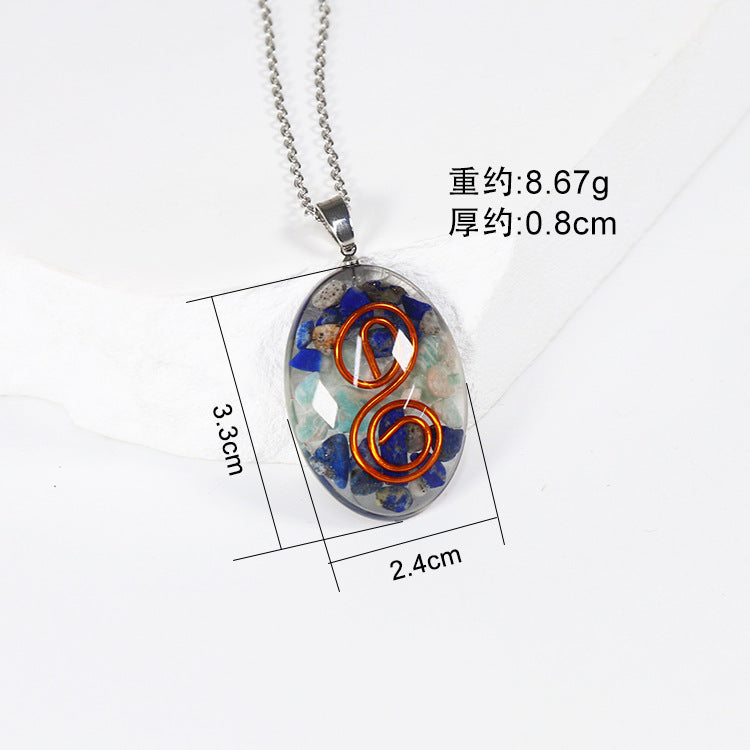 Wholesale 10pcs Natural Color Stone Specimen Geometric Shape Epoxy Lucky Necklace