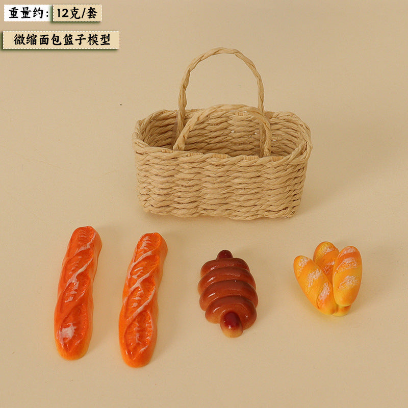 Wholesale Miniature food toys mini bread weaving basket Doll Accessories