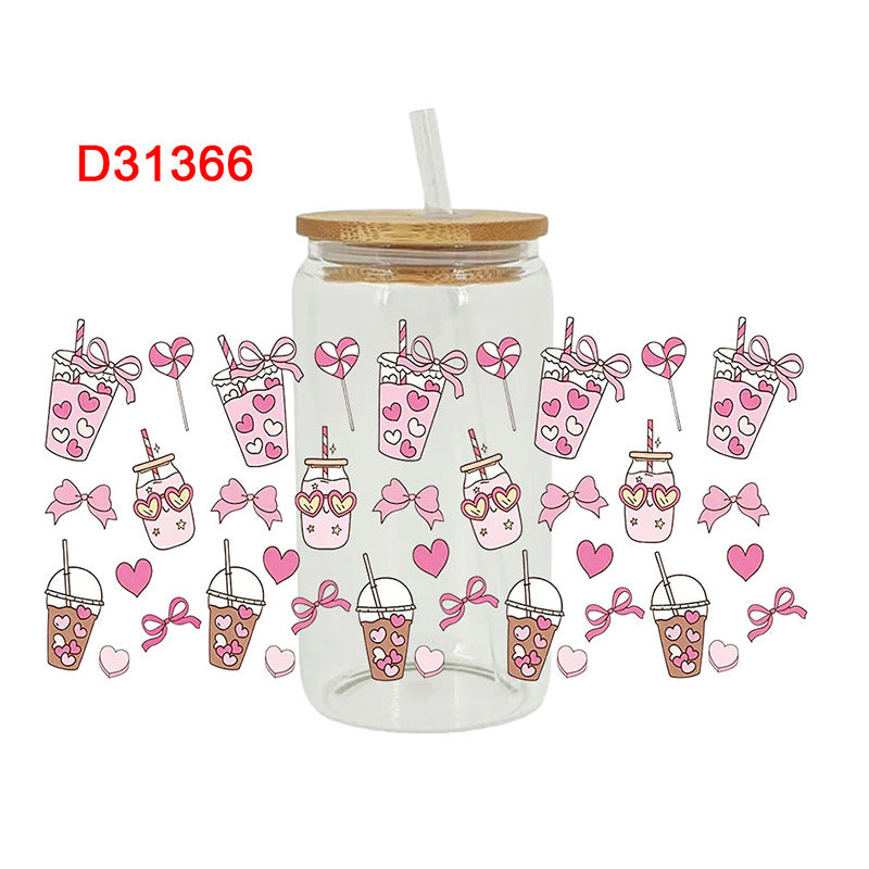 Wholesale Pink Cake Drink Series  16oz Cup UV DTF Wraps