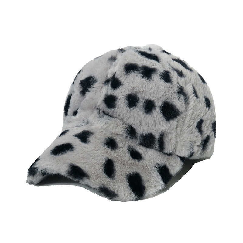 Wholesale Faux Rabbit Fur Leopard Plush Baseball Cap