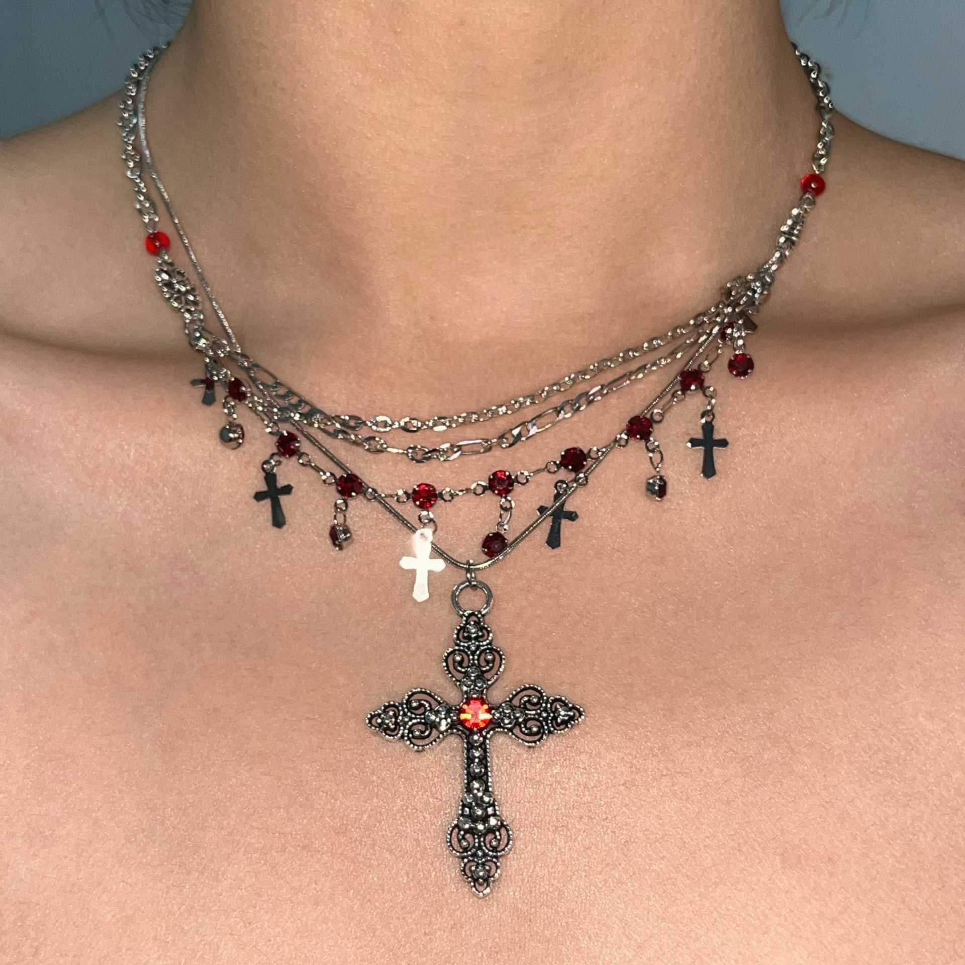 Wholesale Gothic-style cross multi-layer cross necklace