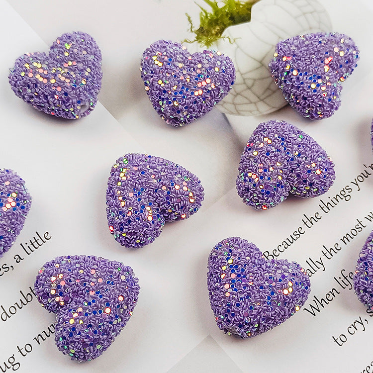Wholesale Sequined heart-shaped straight hole Acrylic Beads