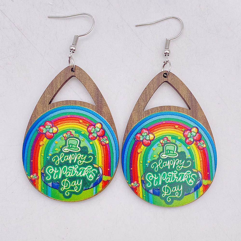 Wholesale New St. Parcret festival Green lucky grass rainbow beard earrings