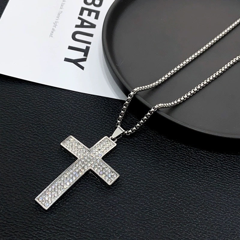 Wholesale  Retro Color-free Male Decoration Cross Pendant Necklace Simple Woolen Chain