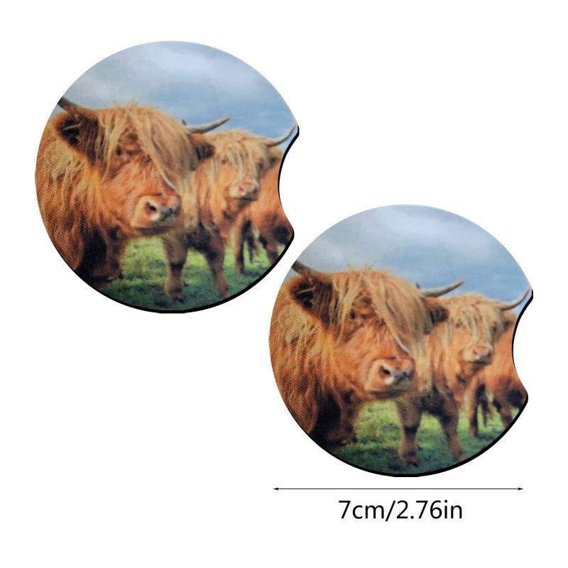 Wholesale New Highland Cattle Car Wooden Coaster