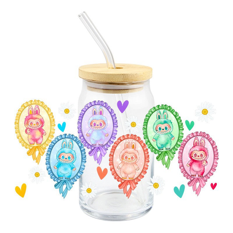 Wholesale 5pcs Colorful cute cartoon 16oz Cup UV DTF Wraps