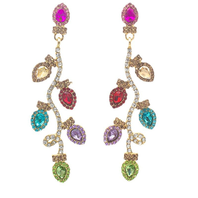 Wholesale Christmas Bulb Rhinestone Earrings