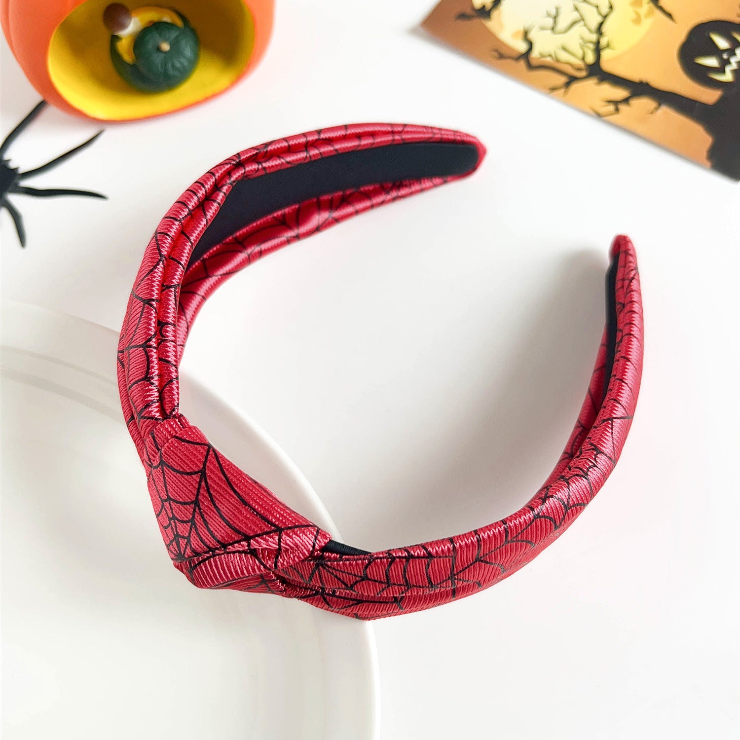 Wholesale Halloween Dark Style Spider Web Skull Fashion New Knotted Wide-brimmed Pearl Headband