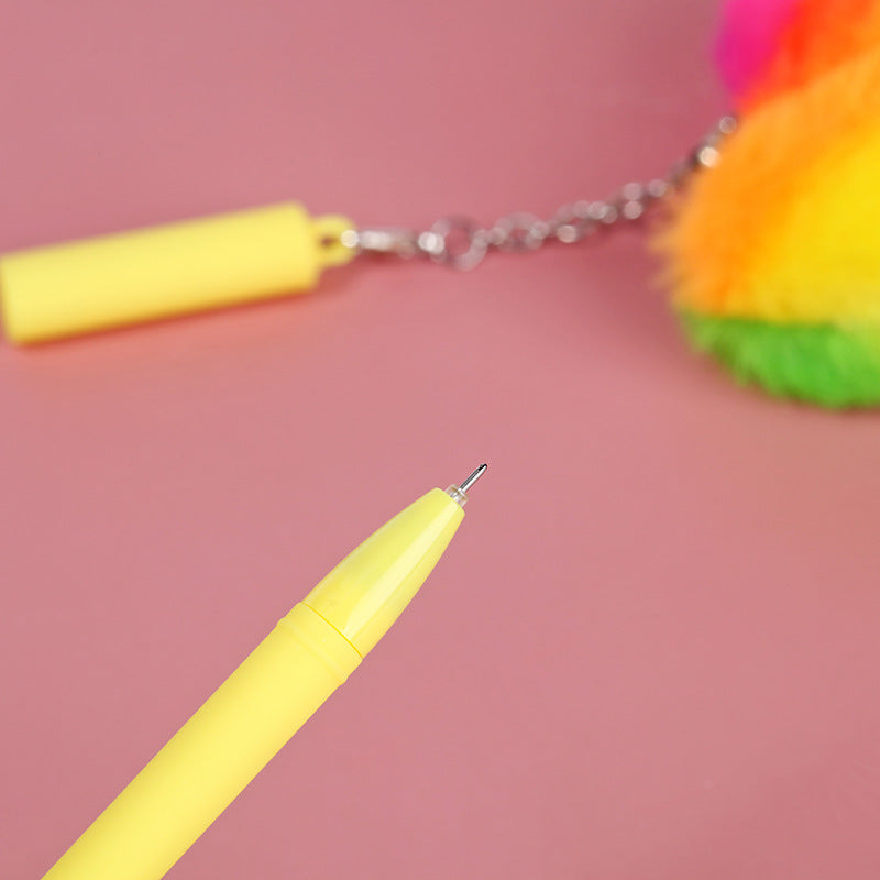 Wholesale fur ball black signature pen plush chain gel pen