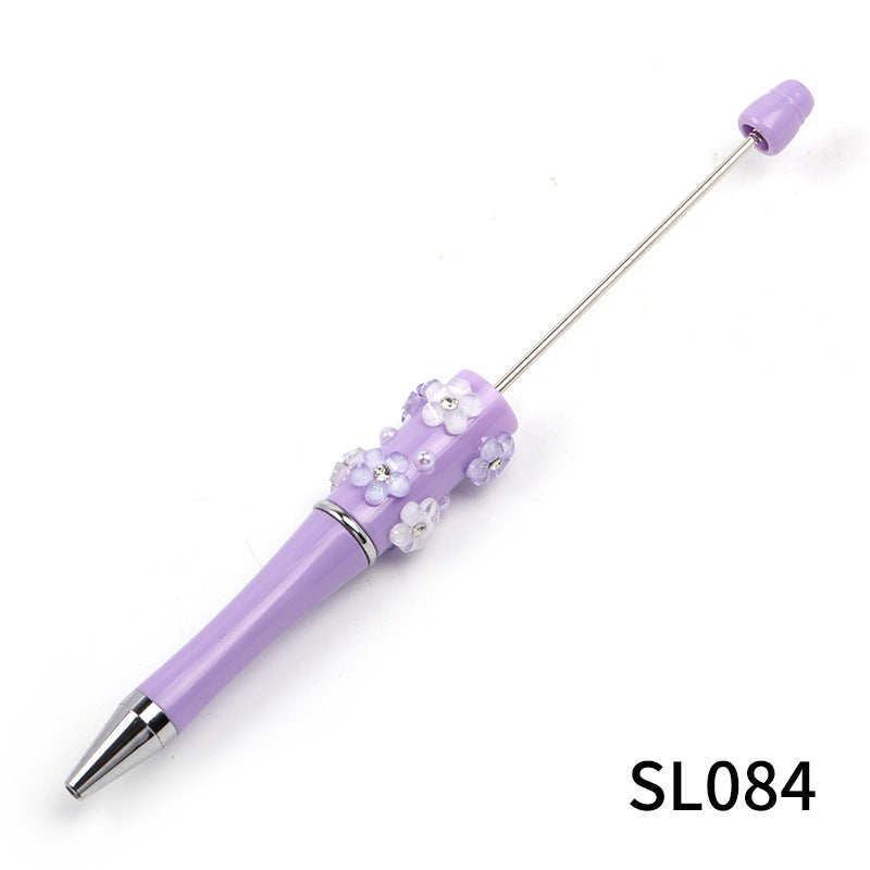 Wholesale Beadable Pens 10pcs Heavy Duty Diy Diamond Five Petal Flower Bead Ballpoint Pen