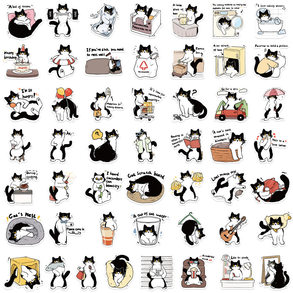 Wholesale 50pcs Cartoon Cute Cow Cat Waterproof Vinyl Stickers