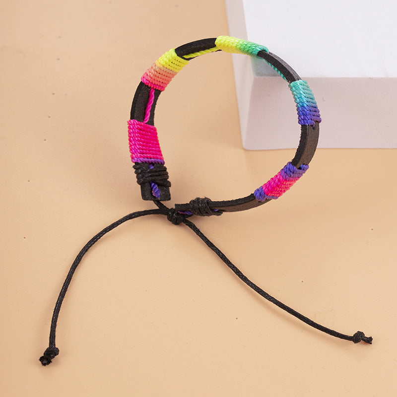 Wholesale Multicolor Rainbow Hand Woven Bracelet