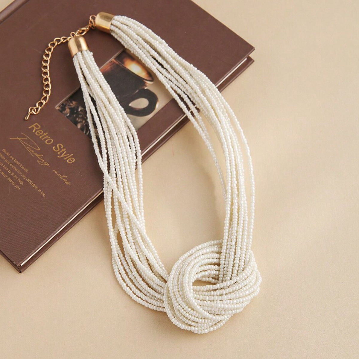 Wholesale Layered Beaded Knot Necklace