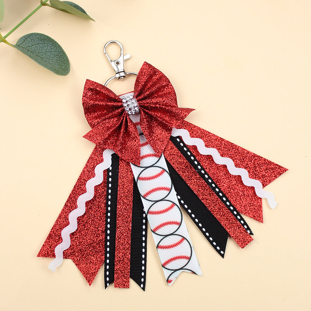 Wholesale Sports Youth Cheerleader Bow Lanyard Ribbon Keychains