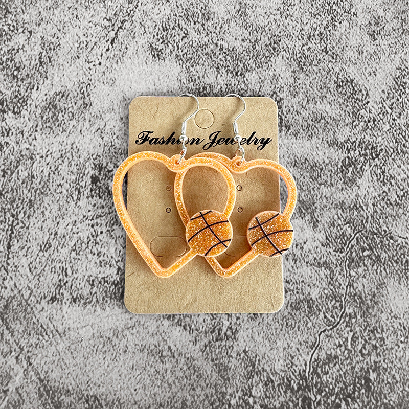 Wholesale Mother' s Day ball sports earrings hollow acrylic love