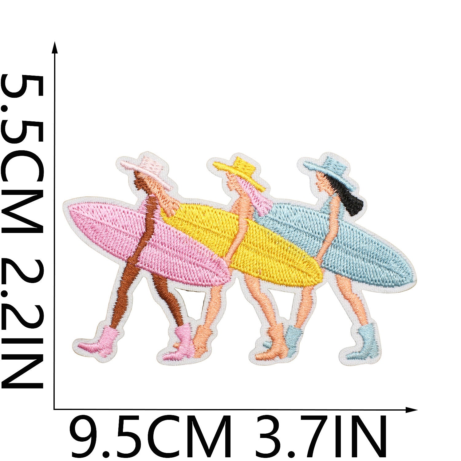 Wholesale Pink Surf Girl Embroidered Patch With Turtle Shell Bow Shark Decorative Fashion Accessory For Clothing DIY Craft Boutique Resale