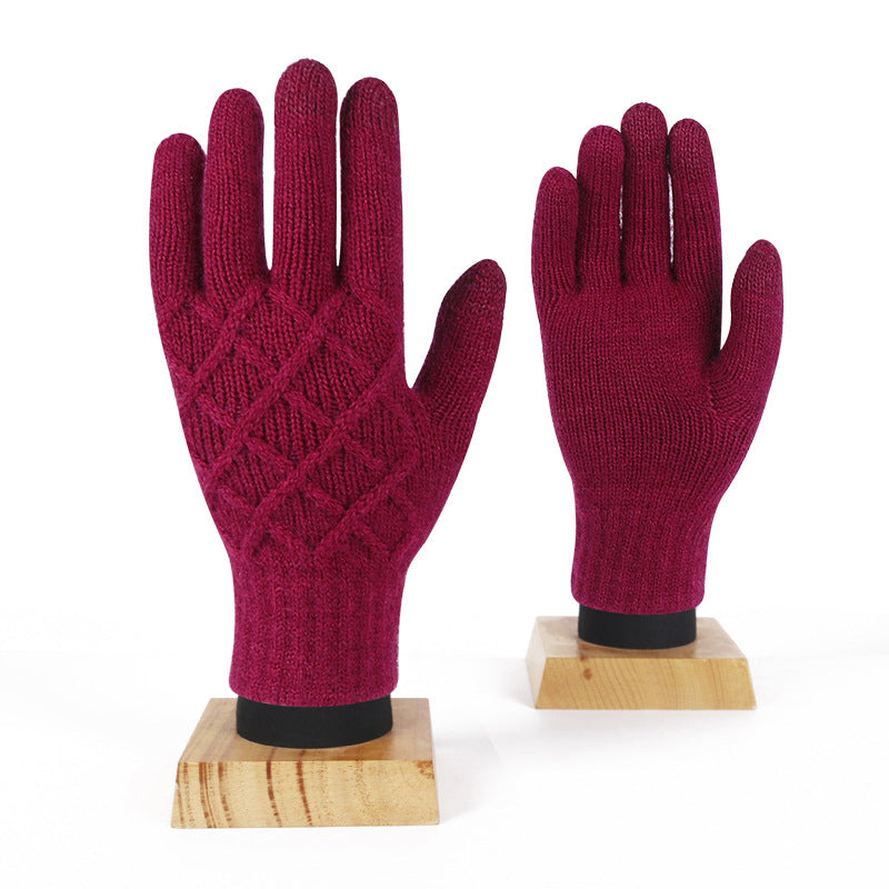 Wholesale Winter Pineapple Flower Single Layer Five Finger Gloves Warm Touch Screen Gloves