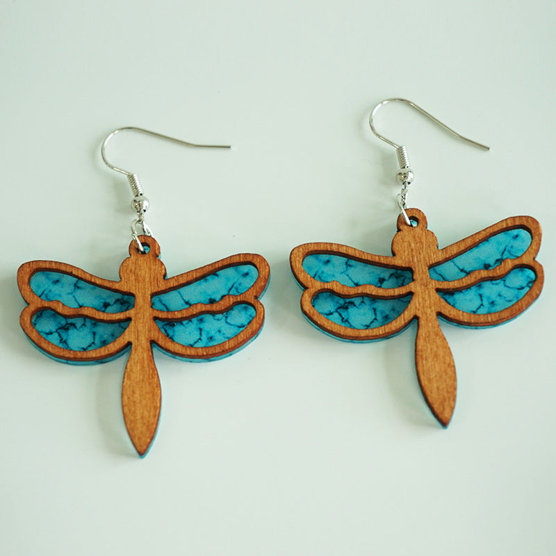 Wholesale 2 Pairs/Pack Summer Ocean Style Seahorse Butterfly Turtle Wooden Earrings