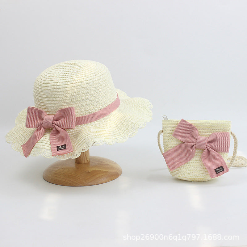 Wholesale Bowknot Sweet and Lovely Paper Grass Kids Hat