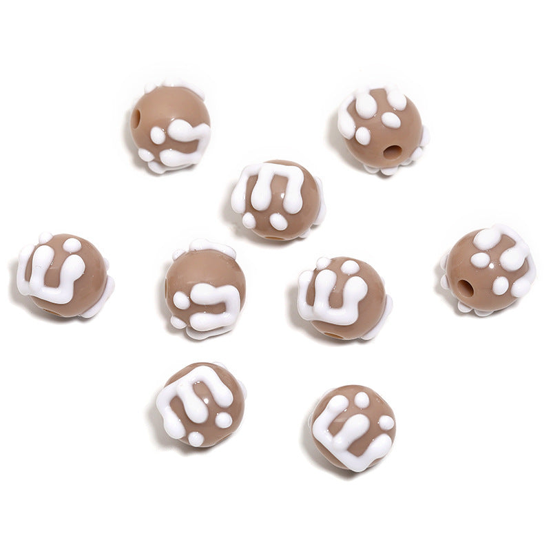 Wholesale  100pcs/pack Cartoon Hand-Painted Beads DIY Acrylic  Beads