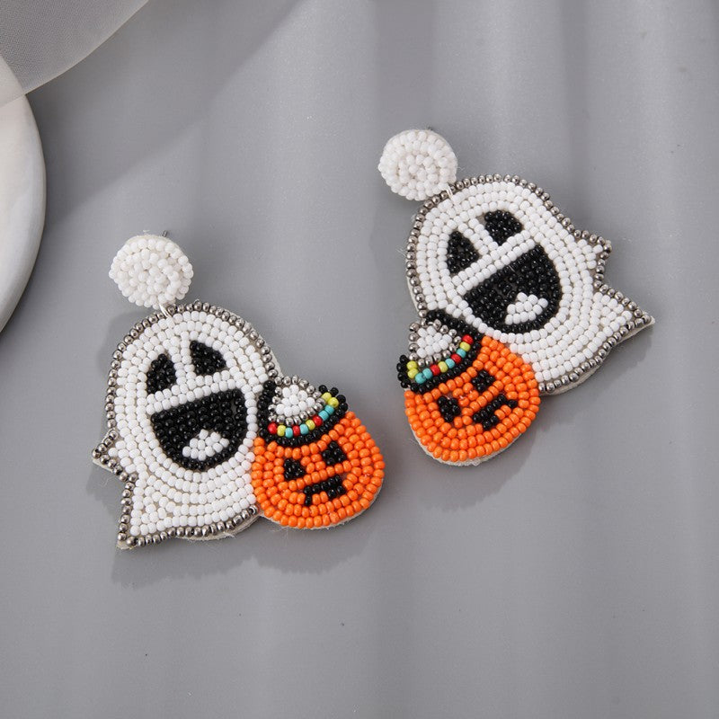 Wholesale Halloween fabric rice beads ethnic style earrings for women