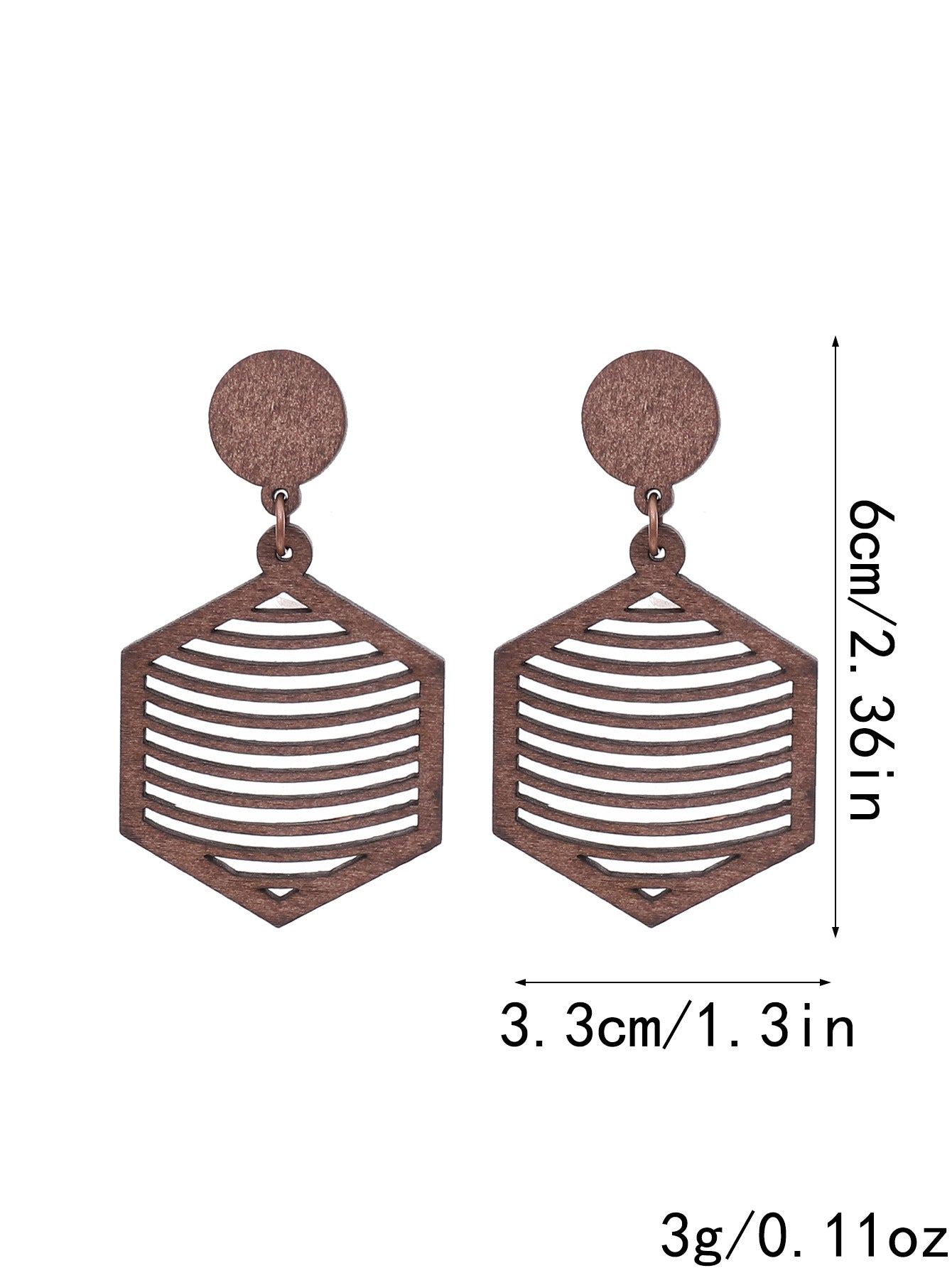 Wholesale Vintage Geometric Hollow Line Wood Chip Earrings