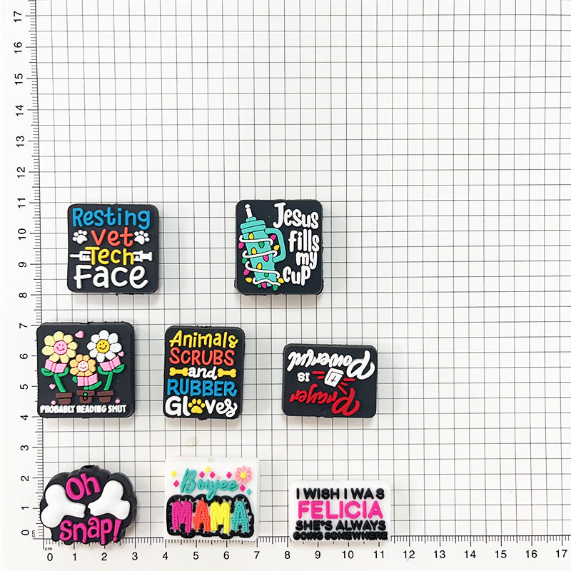 Wholesale Random 100pcs Creative phrases beaded English slogan rubber beads