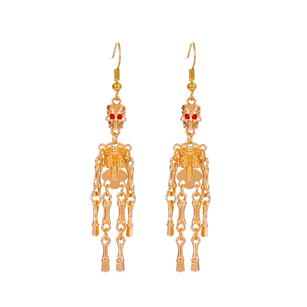 Wholesale Gothic Punk Skull Earrings Hollow Ghost Skeleton Dangle Earrings  Jewelry Accessory Chic Party Gift For Boutique Resale