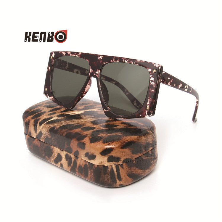 Wholesale Box leopard print large frame sunglasses