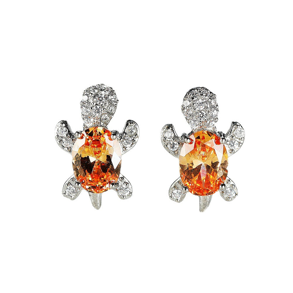 Wholesale Sea Animal Turtle Zircon Earrings