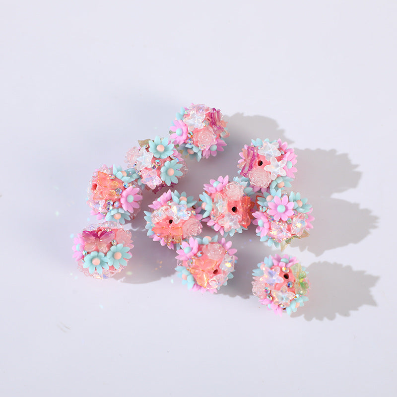 Wholesale 20pcs Flower Ball DIY Handmade Polymer Clay Crystal Beads