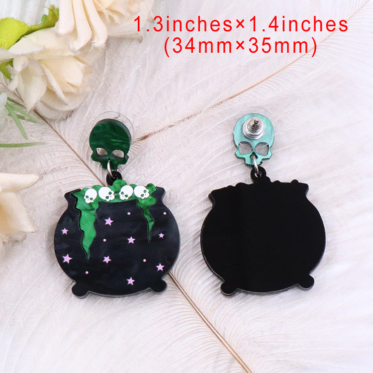 Wholesale 5pairs/pack Witch Hats Halloween Acrylic Earrings