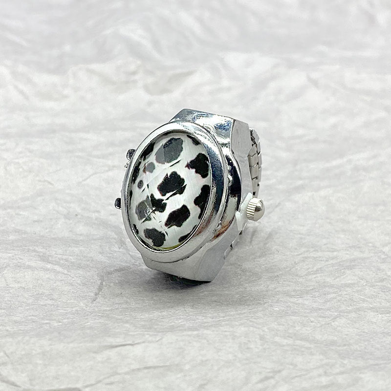 Wholesale [Ring watch] flip leopard gem personality fashion creative couple retro finger watch