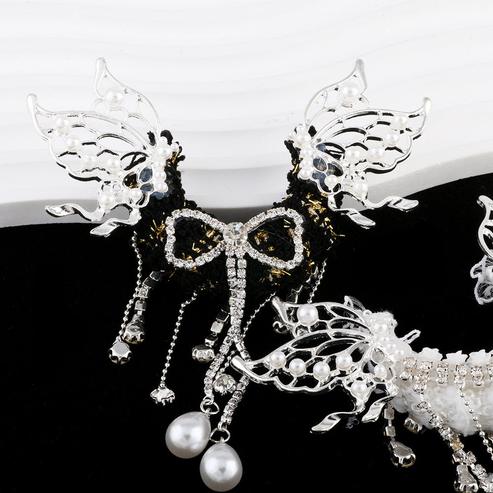 Wholesale Mengli Heavy Industries — Large " Moon Boat"  Design: Tasseled,  Openwork Wing-Shaped Straight-Hole Beads — DIY Accessories for Pens,  Keychains,  and Bag Chains ( Polymer Clay)