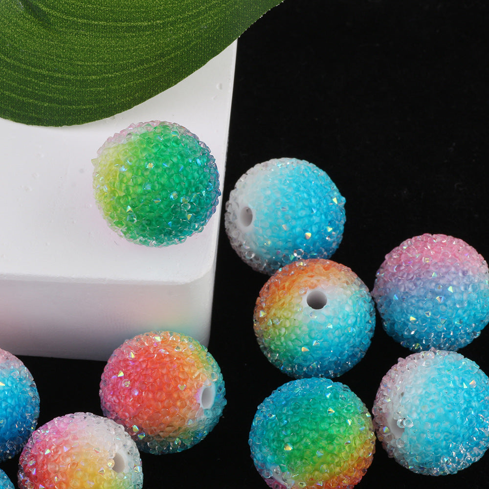 Wholesale 10pcs Acrylic Gradient Colored Round Beads