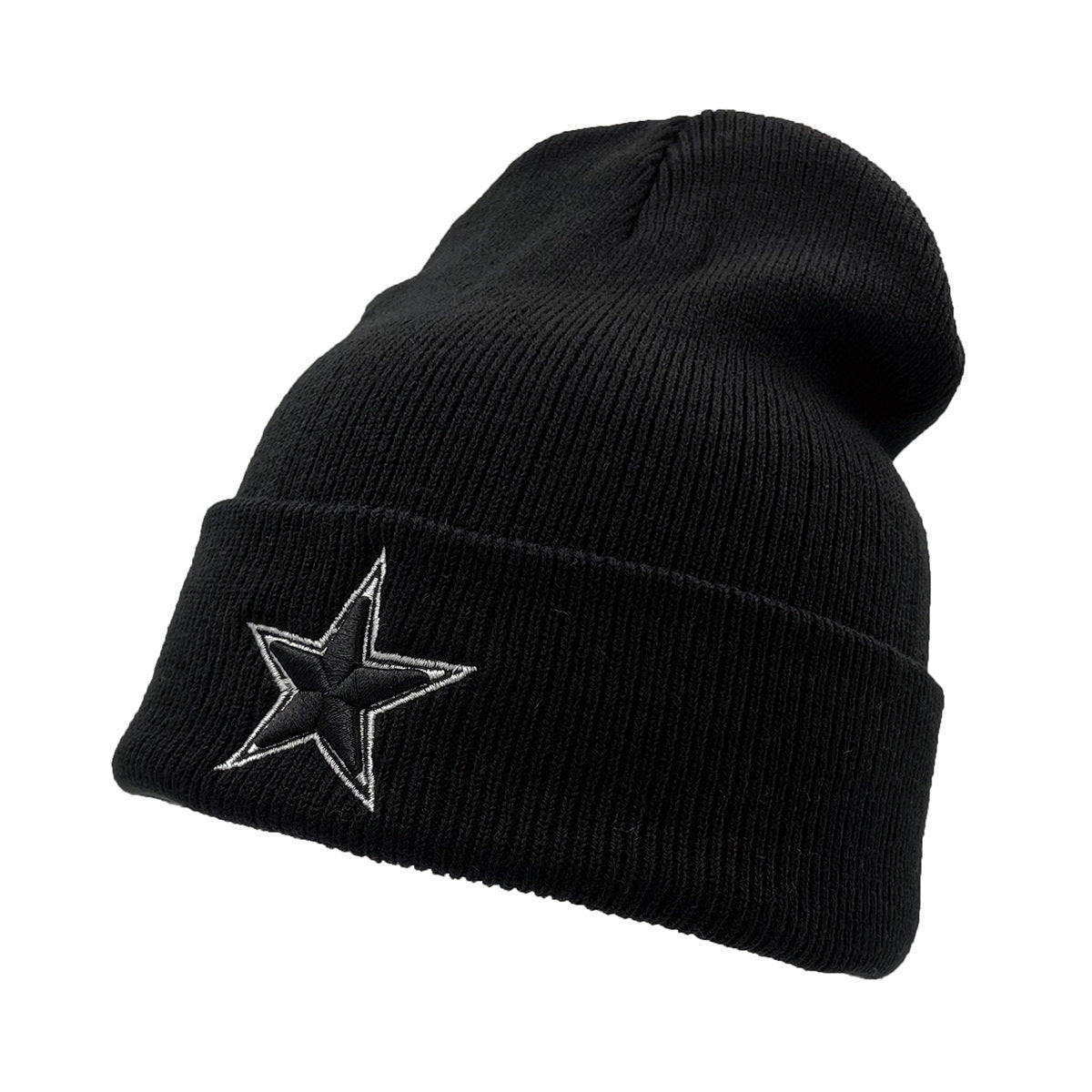 Wholesale Five-pointed Star Embroidered Woolen Hat Knitted Autumn Beanie Acrylic Hat