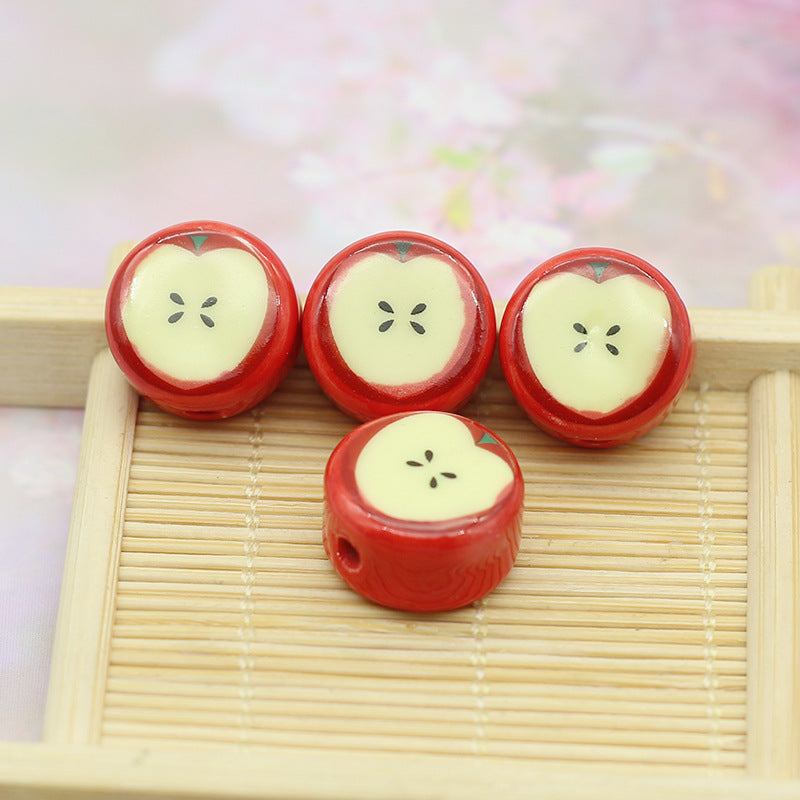 Wholesale 5PCS Christmas Ceramic Apple Beads