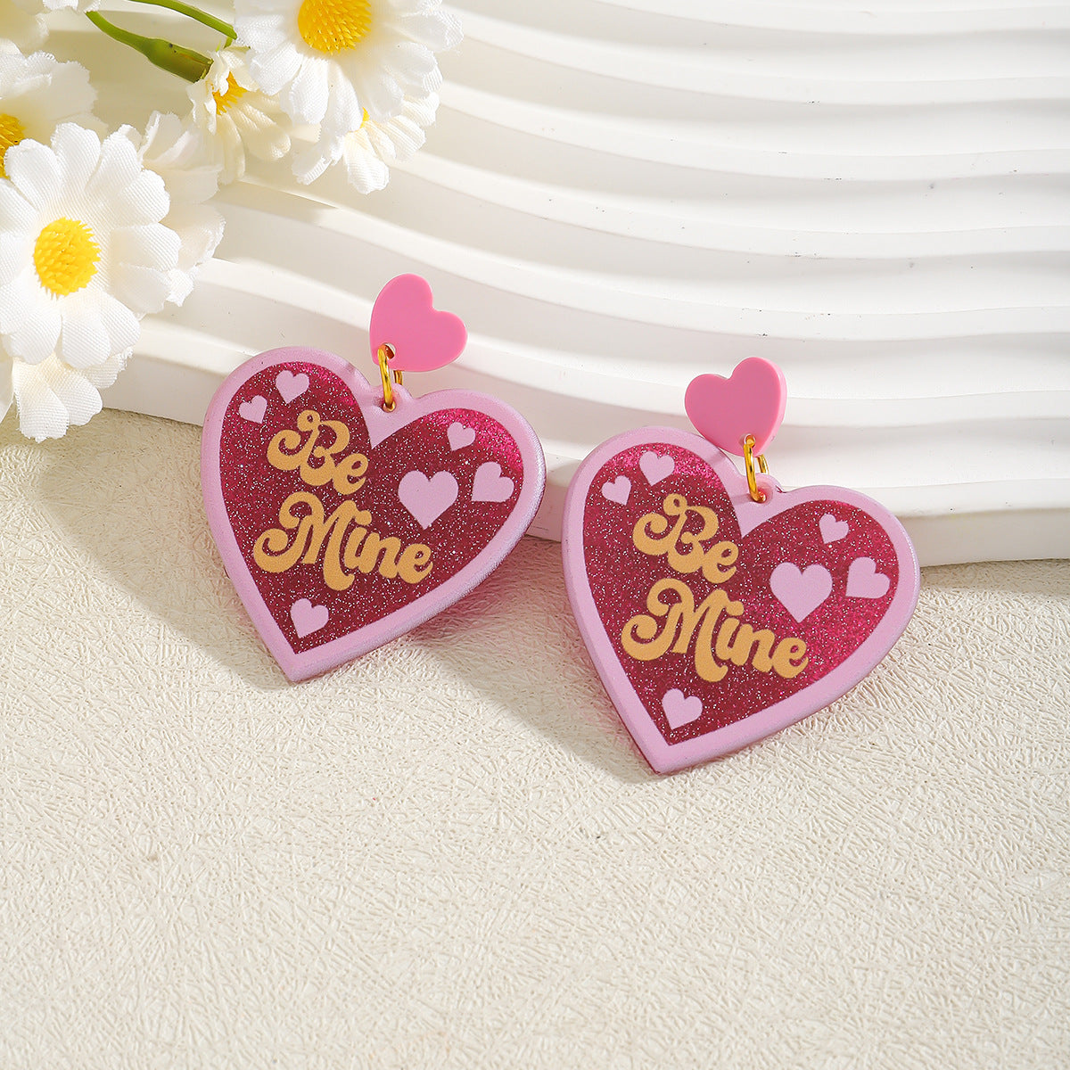 Wholesale Valentine' s Day Love Whale Wine Glass Letter Set Acrylic Earrings